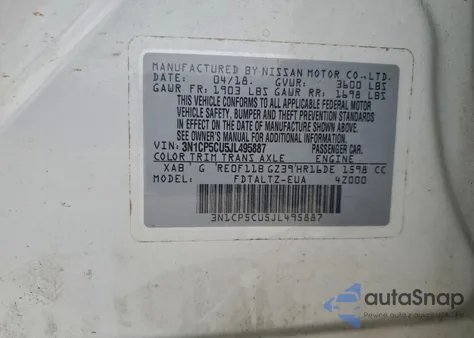 2018 Nissan Kicks S из США, поврежденный, VIN 3N1CP5CU5JL495887